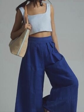 Significant Other Linen Blend Open Back Crop Top Size 8